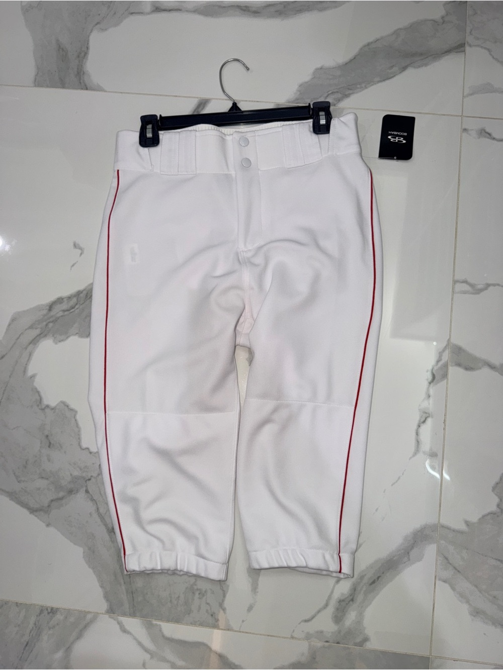 Boombah Boys White Baseball Knickers/Pants with Red Side Stripe